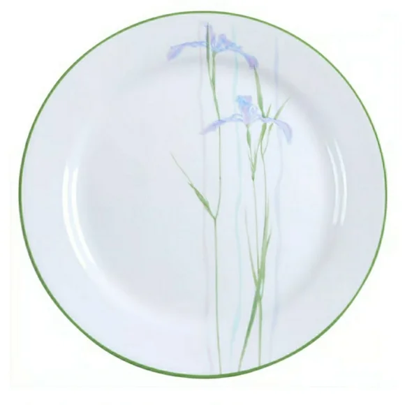 3 Corelle Shadow Iris White Plates Purple Floral Green Rim Flower Corning Ware - Picture 4 of 4